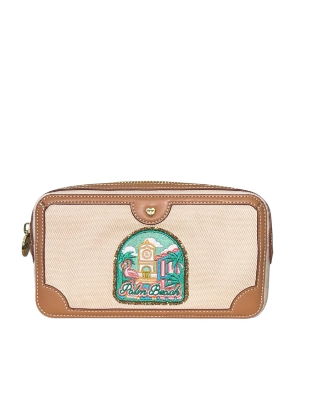 NEW Stoney Clover Lane Palm Beach Florida Patch Saddle Natural Pouch
